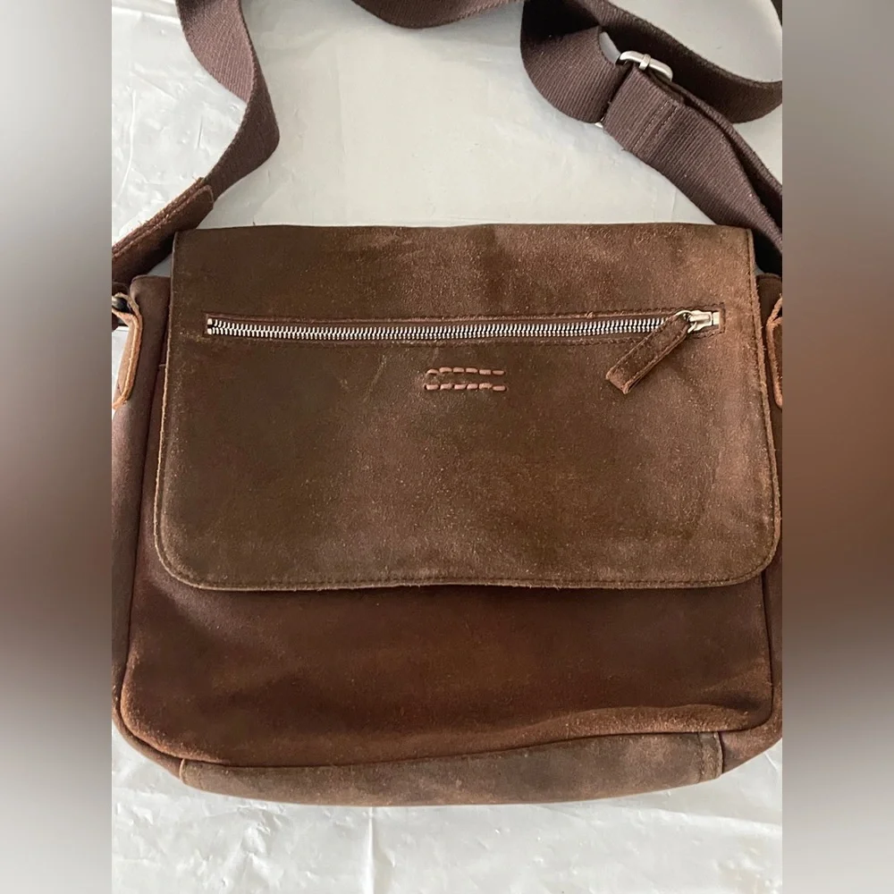 Leonhard Heyden Suede Brown Leather Messenger Bag
